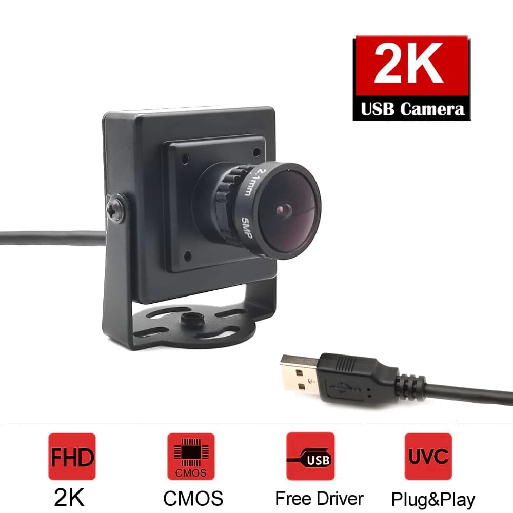 30fps 2K Mini Webcam USB in metallo obiettivo da 2.1mm videocamera per PC Usb UVC OTG grandangolare da 130 gradi per videochiamate in conferenza