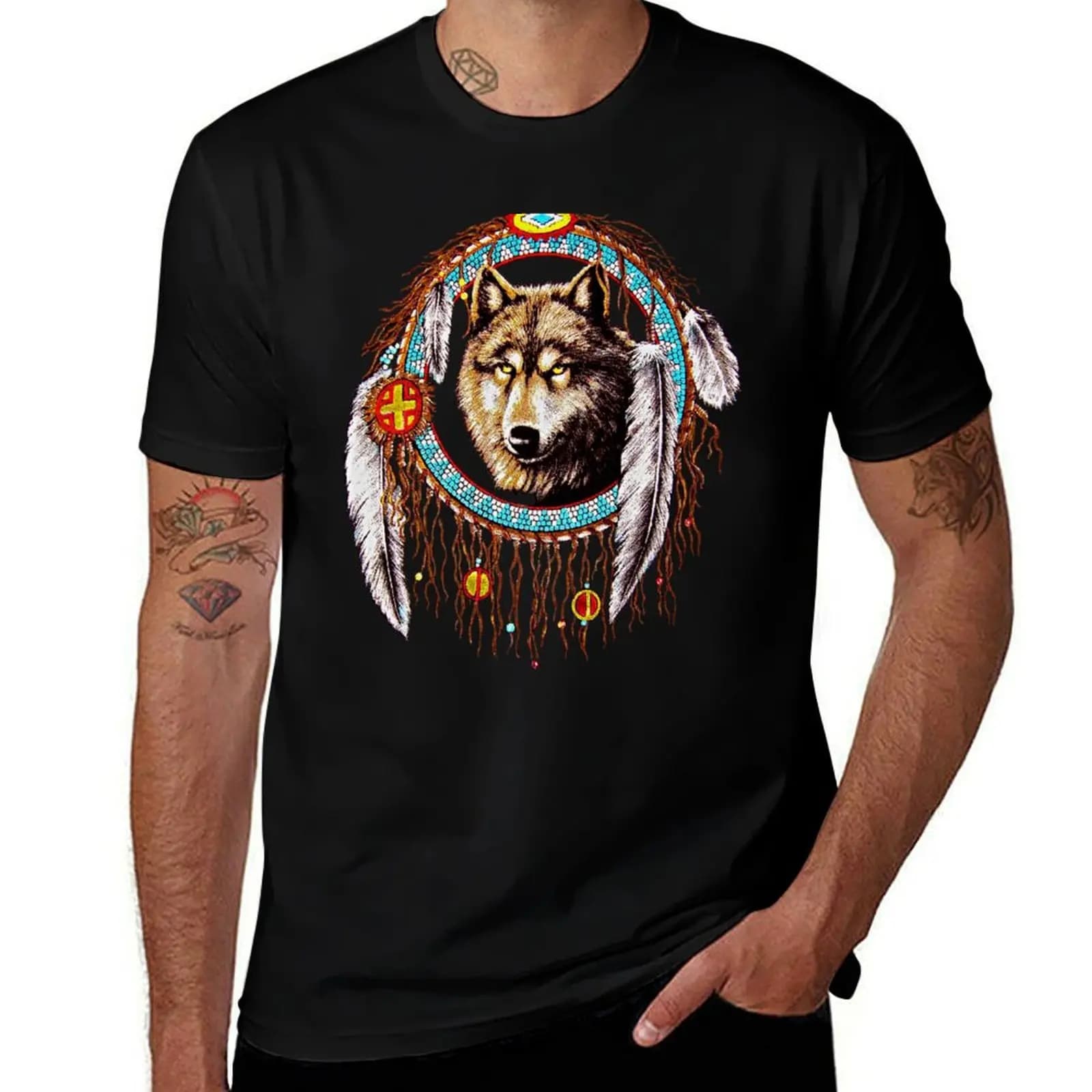 Wolf Dreamcatchers T-Shirt Dry Fit Running Short Sleeve Top