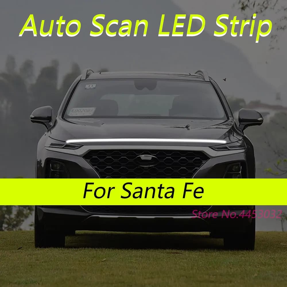 DRL Auto Scan Avviamento Strisce LED Per Hyundai Santa Fe 2006-2025 Auto Cofano Luce Fari Flessibili Luce di Benvenuto 59 Pollici