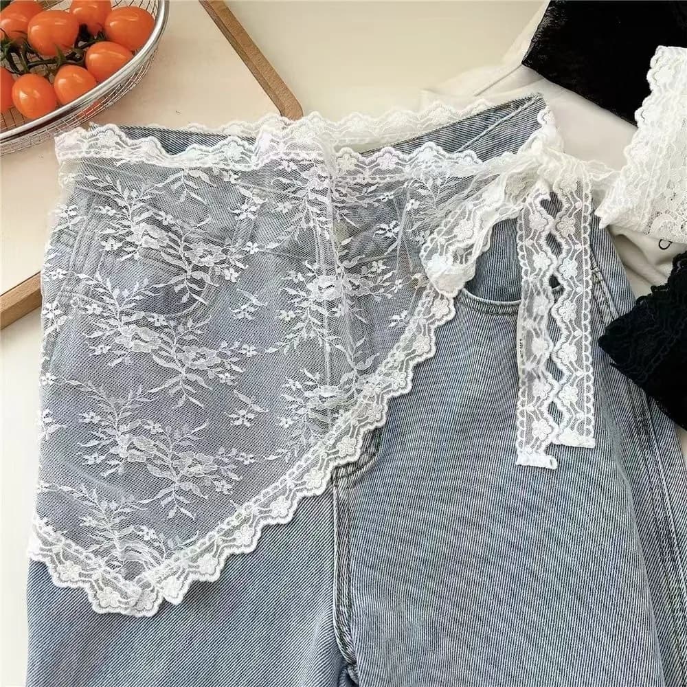 Gonna Corta a Vita Alta con Ricamo Floreale e Lacci, Stile Harajuku Y2K, Mini Gonna Femminile