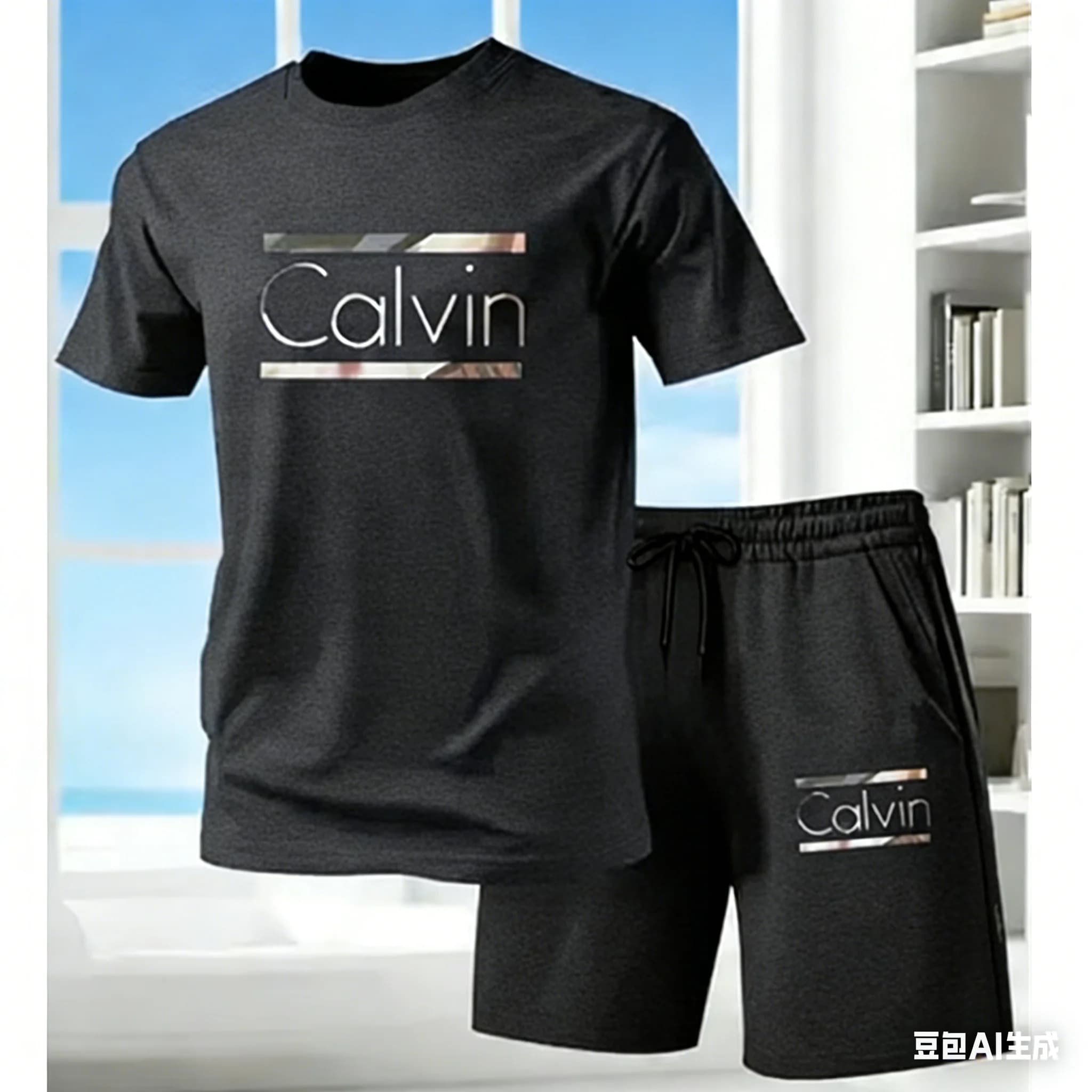 Men's Complete Summer 2026 New Style Casual with T-shirts and Shorts, Print Lettering, for Outer