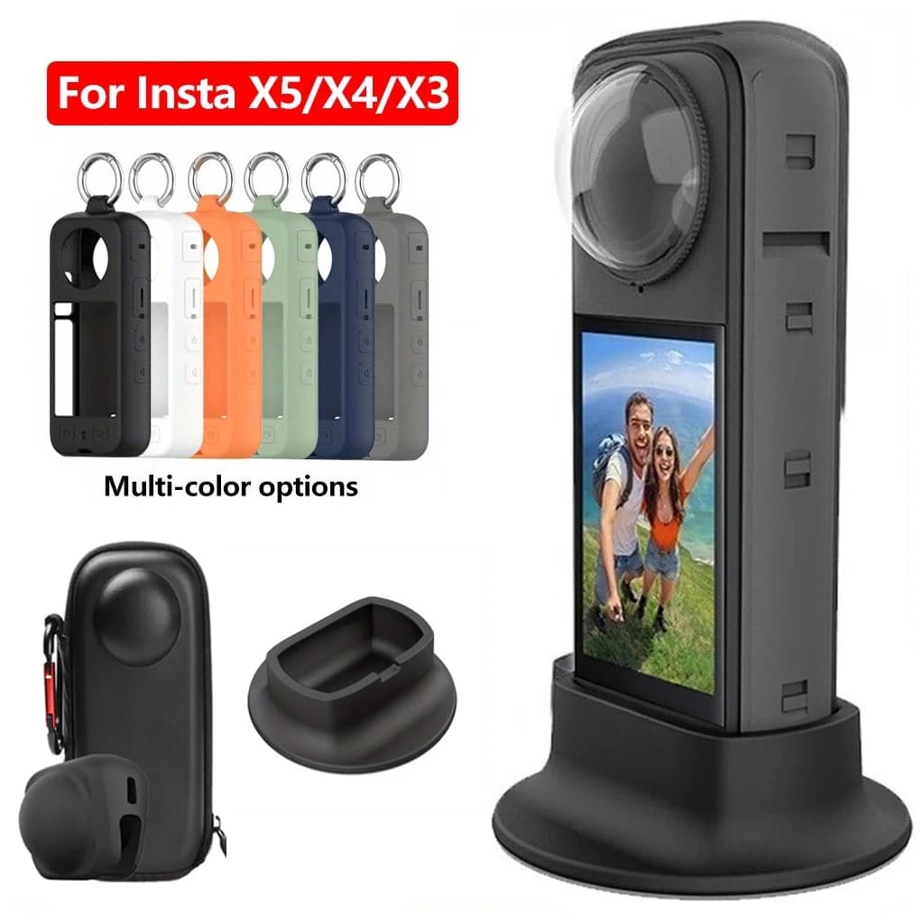For Insta360 X5/X4/X3 Camera Accessories 1Pc Silicone Case Kit & Silicone Desktop Base Silicone Stand Base Protective Holder