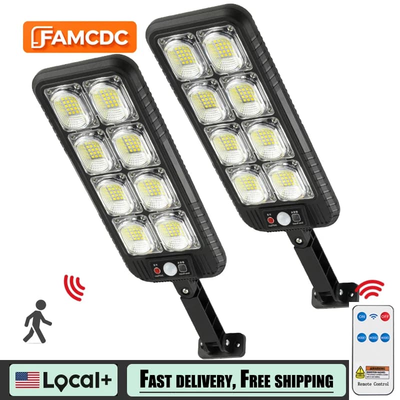 FAMCDC Lampada Solare da Esterno 200 LED IP65 Impermeabile con Sensore di Movimento e Telecomando per Giardino e Cortile