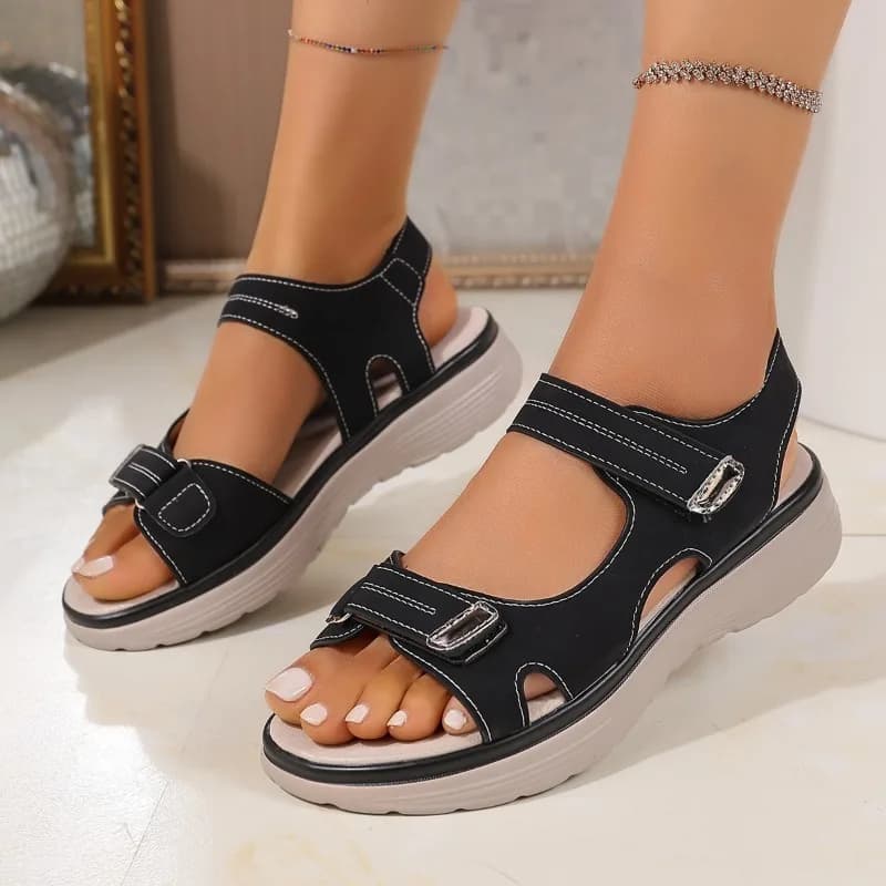Women's 2026 Summer New Wedge Heel Velcro Sandals, Fashionable, Lightweight, Thick Sole, Non-slip, Wear-resistant Walking Shoes