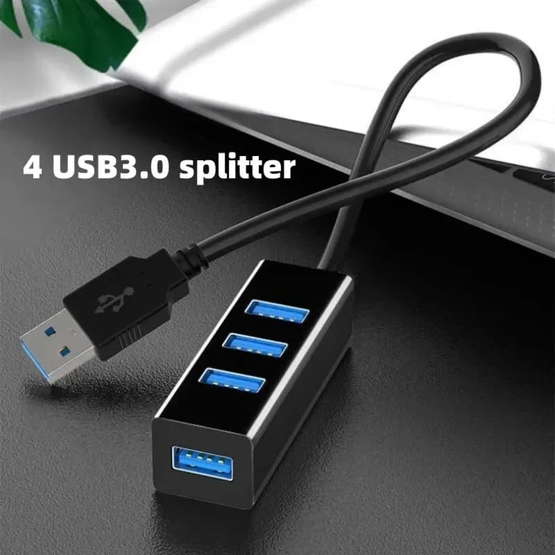 4-Port USB 3.0 Hub with Individual Switches High-Speed Data Transfer Charging Hub 30cm120cm Extended Cable for Laptop Hard Drive
