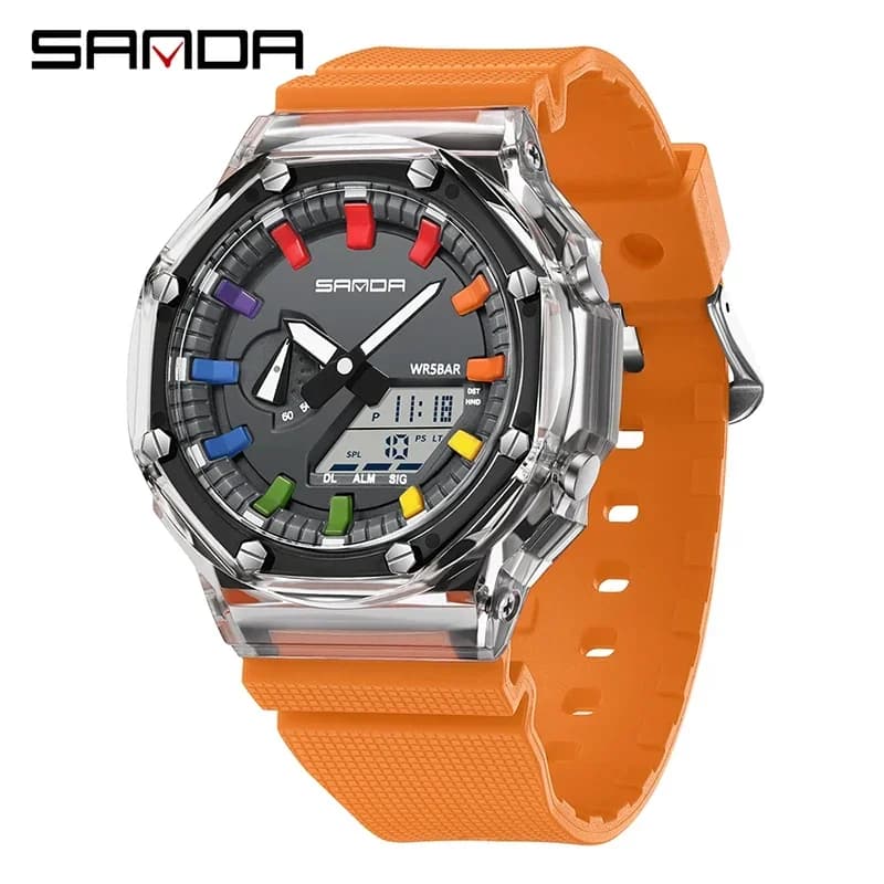 SANDA 3341 orologio da polso stile digitale da uomo orologio conto alla rovescia cronometro LED luce elettronica esterna militare 5 allarme quarzo impermeabile