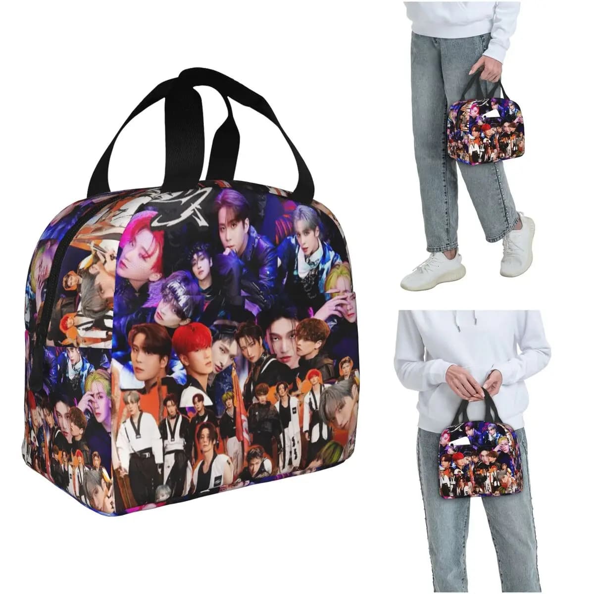 Kpop Star Singer Idol ATEEZ ATINY Borsa per il pranzo isolata per le donne Borsa termica per alimenti termica per ufficio Borsa per il pranzo Contenitore