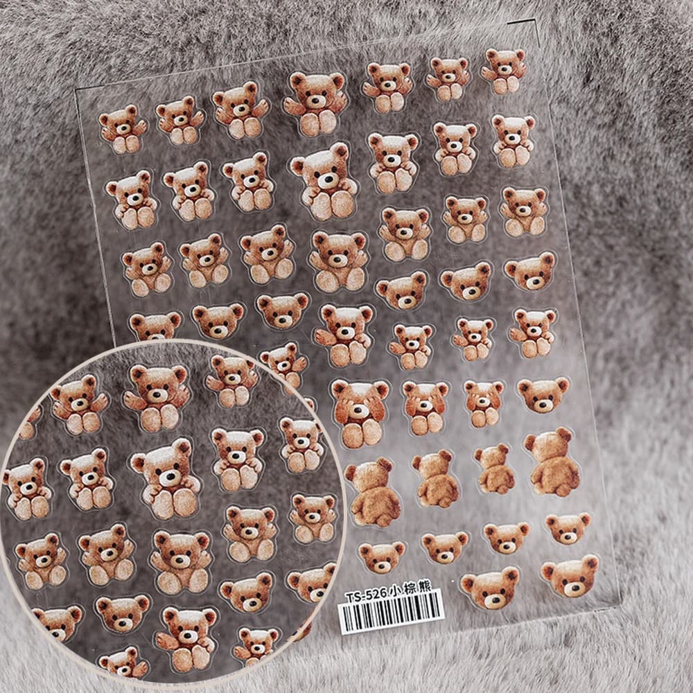 Adesivi per smalto per unghie con orso 5D adesivi per unghie trasparenti sottili e resistenti smerigliati adesivo per smalto per unghie con orso carino