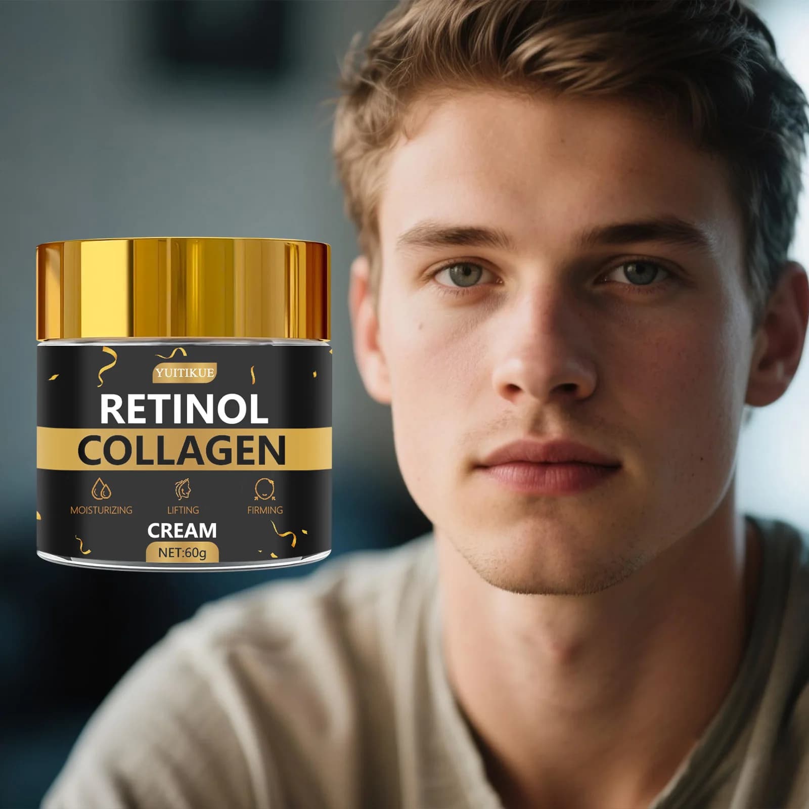 Crema al Retinolo e Collagene YUITIKUE | Crema Idratante, Rassodante e Antirughe per la Cura della Pelle 60g