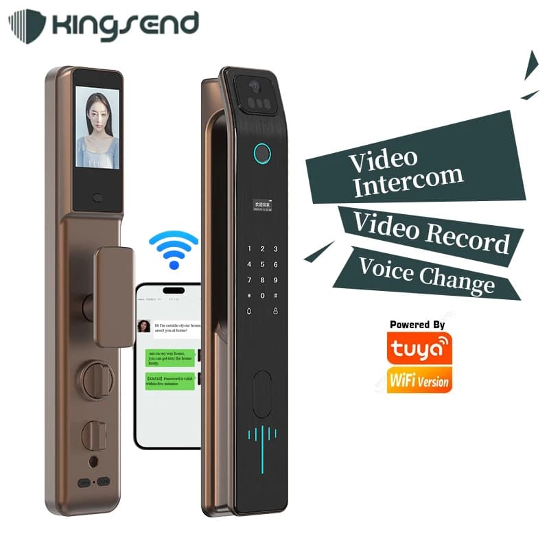 Serratura Intelligente con Riconoscimento Facciale 3D e Impronte Digitali, WiFi Integrato e Telecamera per Porte in Alluminio, Controllo Digitale con Password