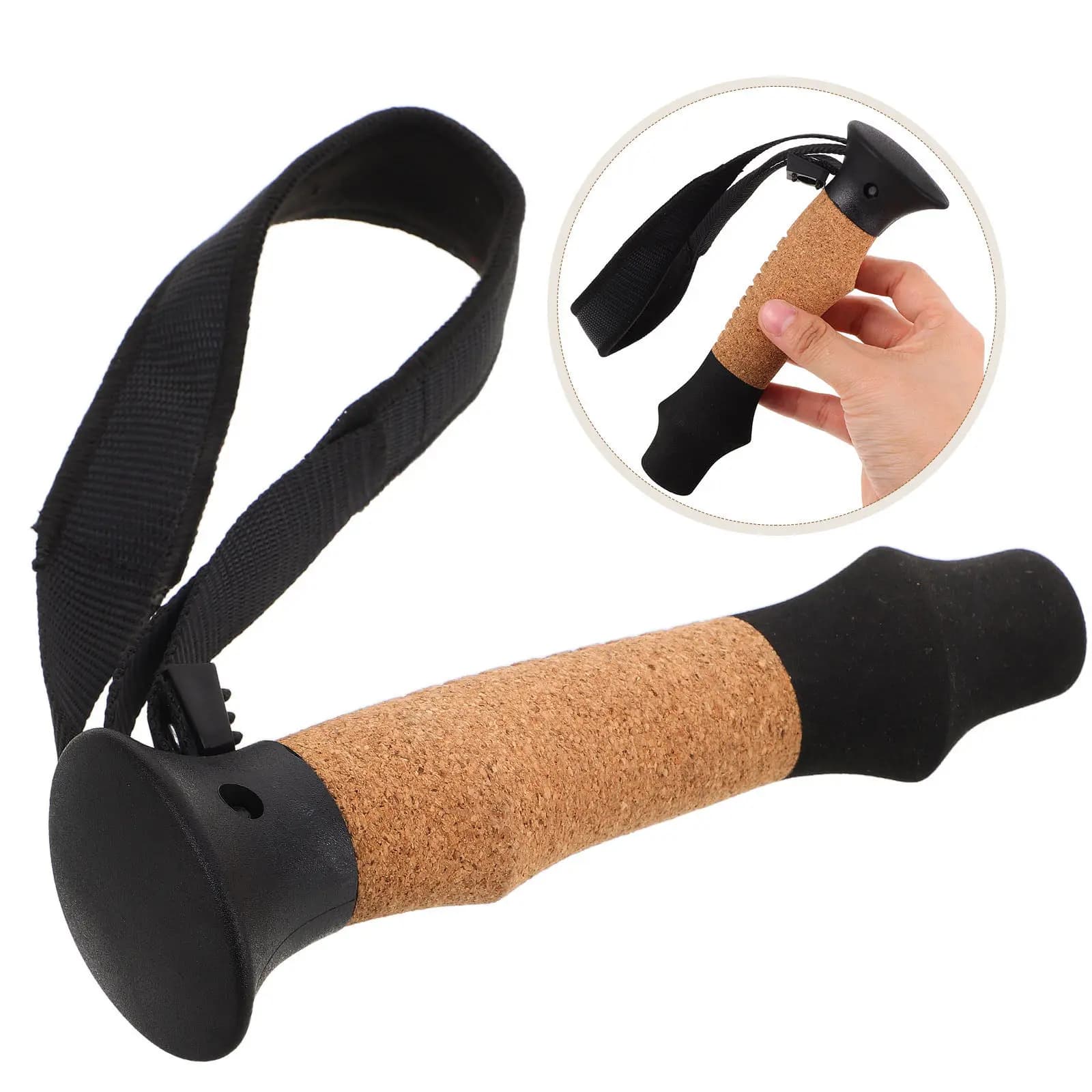3Pcs Trekking Pole Cork Grip Ergonomic Replacement Handles Wrist Strap Hiking Non Slip Lightweight Walking Cane
