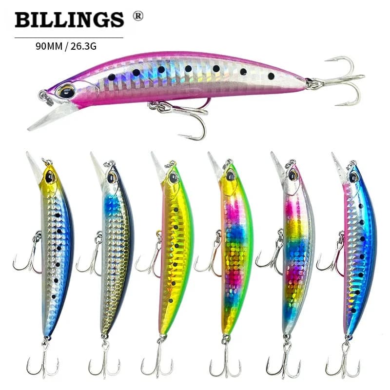 BILLINGS 1pcs Sinking-Type Saltwater Fishing Lure 9cm/26.3g Long-Cast Glow-in-the-Dark Lure for Black Bass and Perch