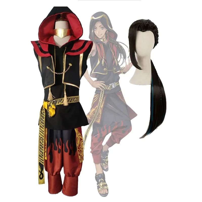 Costume Cosplay Jamil Viper, Set Uniform Scarabia, College Night Raven Jamil Wigs by Twisted-Wonderland, Halloween Costumes