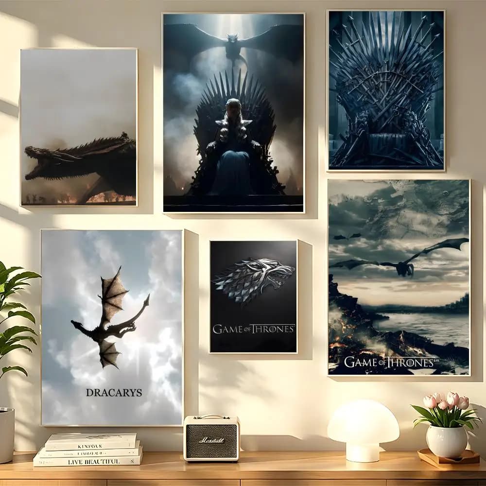 Game of T-ThroneS W-Western D-Dragon Painting Calligraphy Poster art art suitable for living room bedroom bar parlor home
