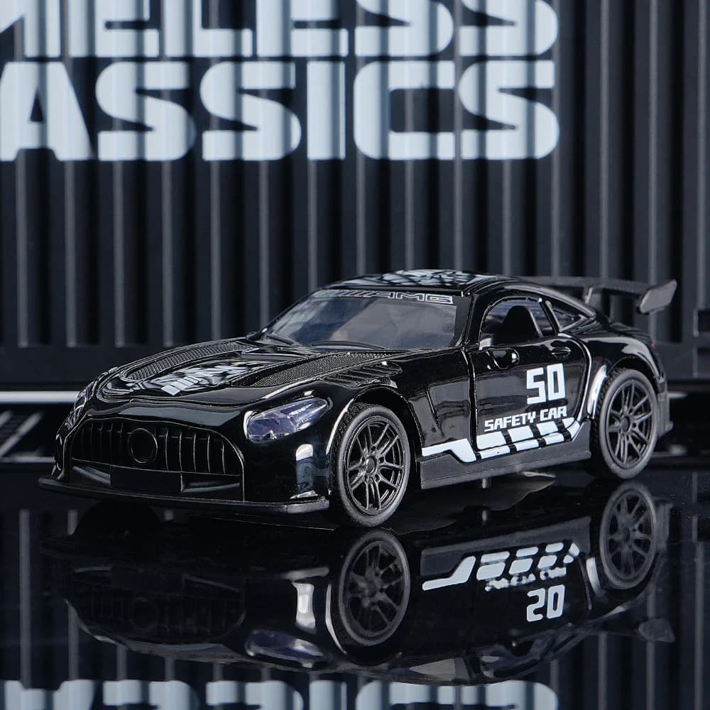 AMG Diecast Car Model, Alloy Sports Car Decor, 10.6cm Black Collectible Vehicle, Premium Desktop Ornament for Car Enthusiasts