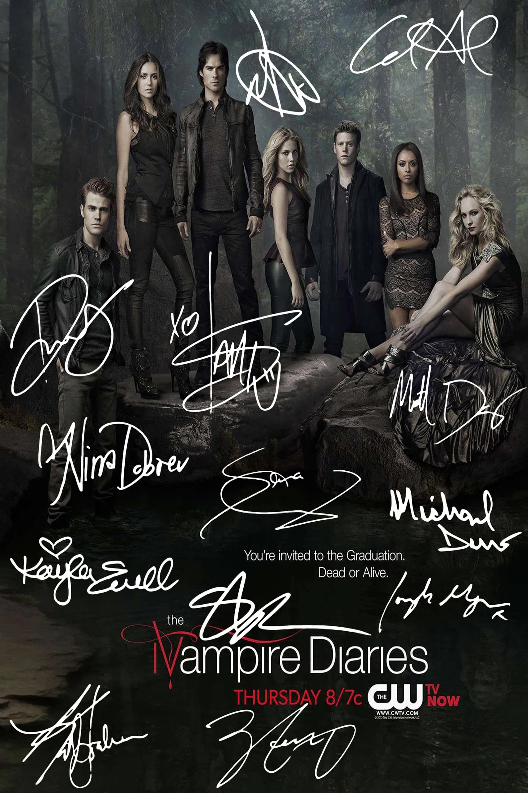 VAMPIRE DIARIES CAST SIGNED TV SHOW Print Art Canvas Poster For Living Room Decor Home Wall Picture