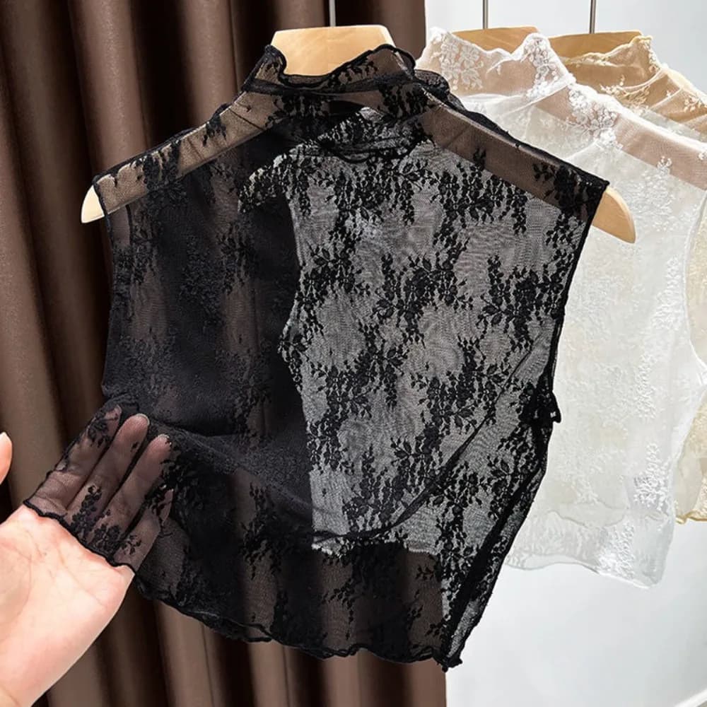Fashion Lace Floral Fake Collar White Black Detachable Blouse Shirt Removable Collar Casual Slim Tie Sweater Decoration Women