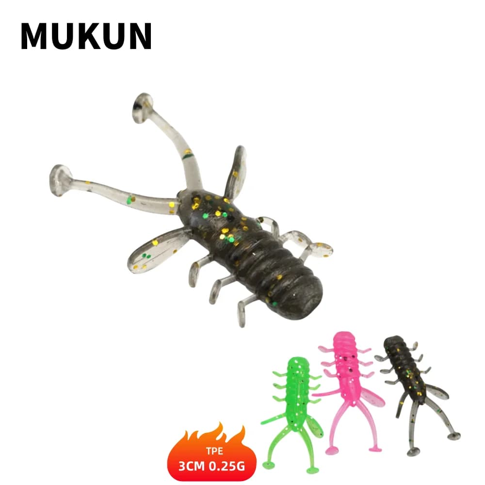 MUKUN Esche Morbide per Rockfishing, Micro Esche Artificiali in Gomma TPE a Forma di Verme 30mm, Galleggianti per Acqua Dolce, Swimbaits in Silicone, Attrezzatura da Pesca