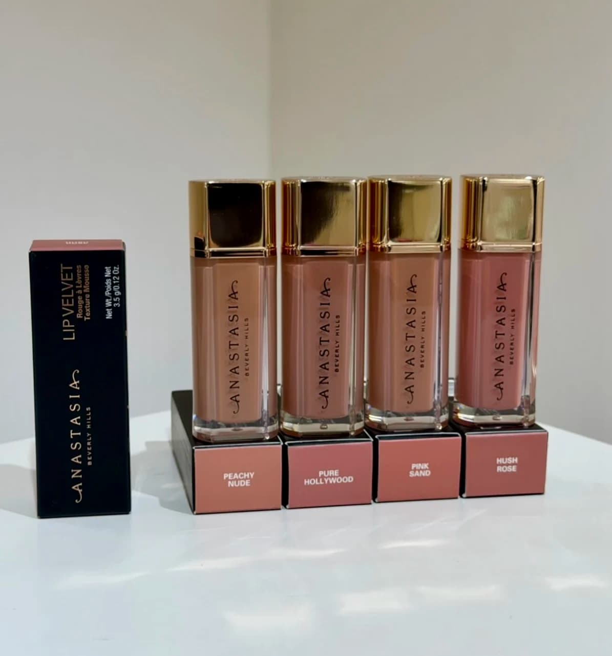 Anastasia Beverly Hills Lip Velvet Matte Lip Glaze 3.5g Hydrating Liquid Lip Original Peach Amber Smooth Effect for Lip Makeup