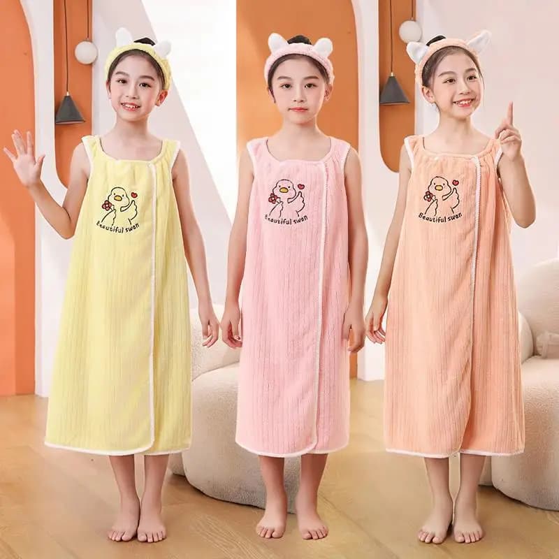 Asciugamano da Bagno per Bambini Stile Costume da Bagno, Poncho in Cotone ad Asciugatura Rapida, Gonna Estiva Assorbente per Ragazze