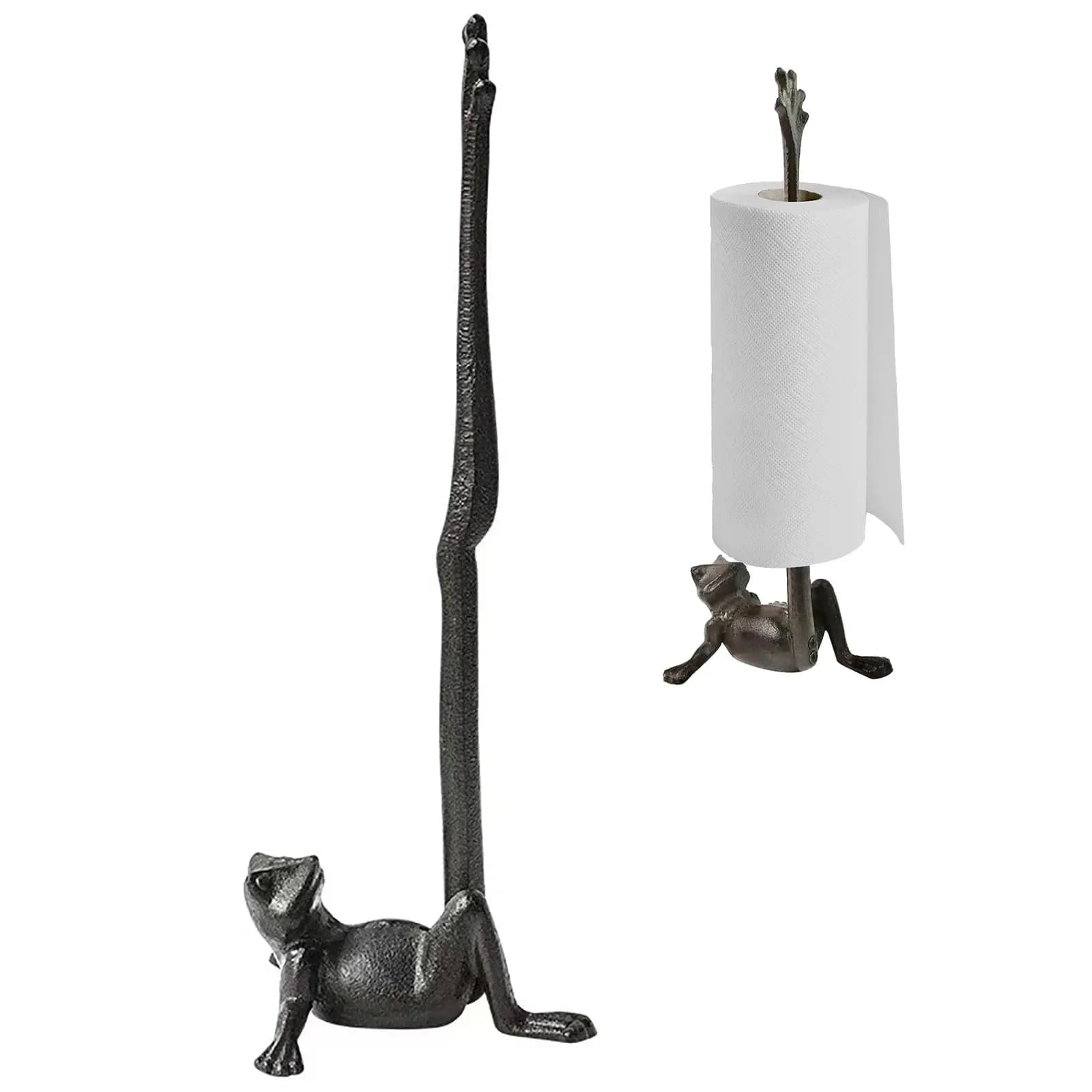 Iron Cast frog Paper Holder Towel Holder Countertop Decorative Bathroom Toilet Paper Holder Stand