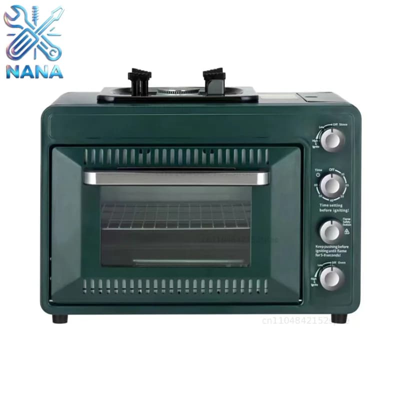2025Home Multifunctional Outdoor Gas Pizza Oven Camping Gas Stove 2-in-1 Cassette Oven Portable Small Baking Oven