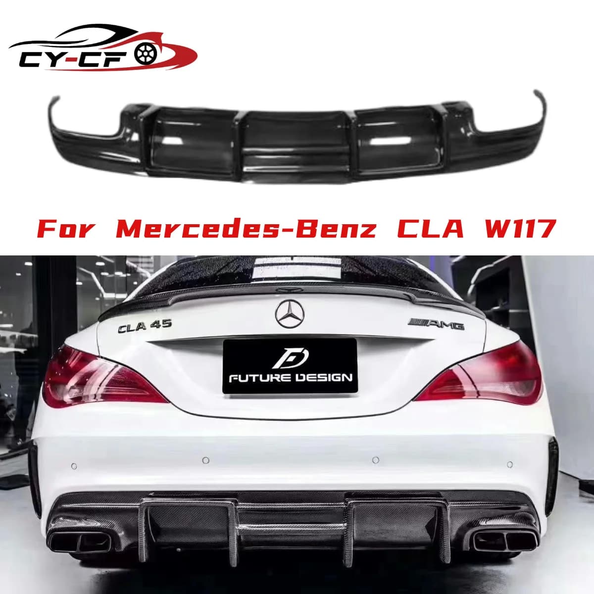 Carbon Fiber Car Rear Bumper Lip Diffuser For Mercedes Benz CLA Class W117 CLA45 2016-2018 Car Styling FRP Black Rear Lip