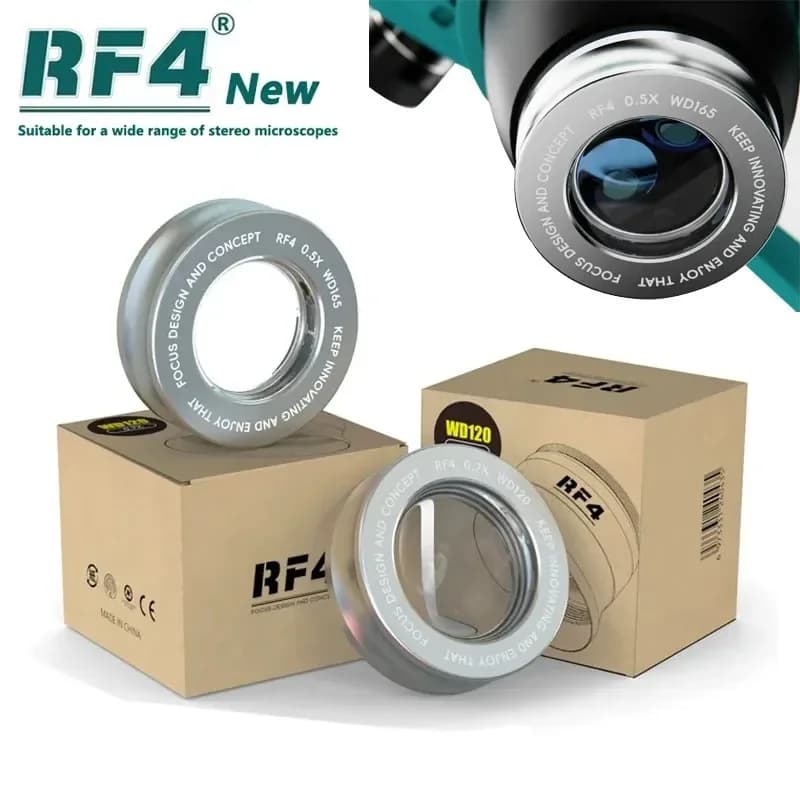 RF4 WD165 0.5X 0.7X oggetti ausiliari obiettivo per microscopio obiettivo per fotocamera per microscopio Stereo trinoculare obiettivo in vetro Barlow