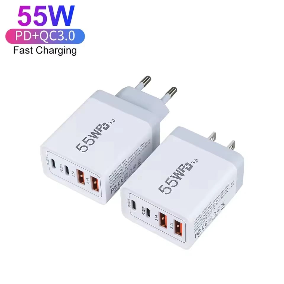 65W/55W Fast Charger type-C Quick Charge 3.0 USB charger cable adapter for Xiaomi Samsung iPhone Multi ports AU/UK/EU/US plug