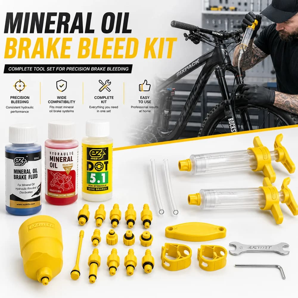 Olio minerale per freni per biciclette, kit di spurgo olio per freni a disco idraulici per biciclette, strumento di riparazione freni per bici da strada Shimano MTB olio minerale