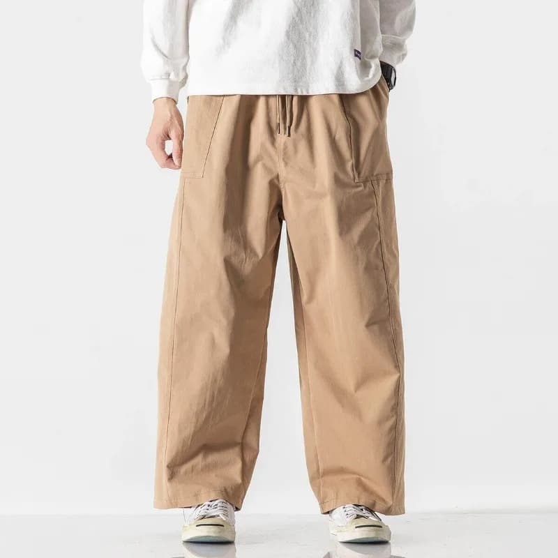 Men Wide Leg Pants Summer Light Thin Lace Up Elastic Waist Solid Casual Straight Leg Pants Loose Oversized Trousers Streetwear