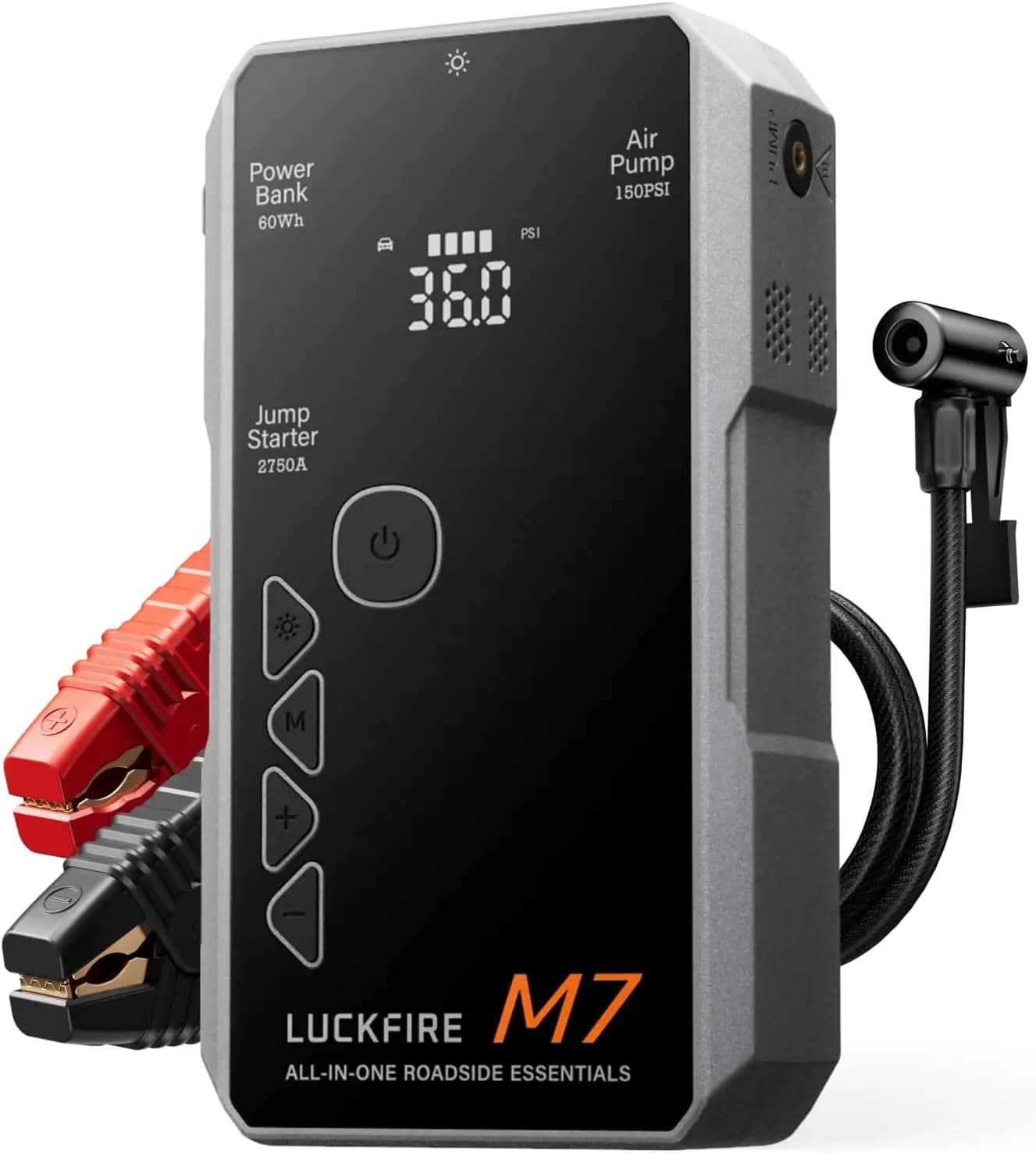 Avviatore di Emergenza 12V con Compressore d'Aria, Power Bank Certificato TÜV da 60Wh per Motori a Benzina/Diesel