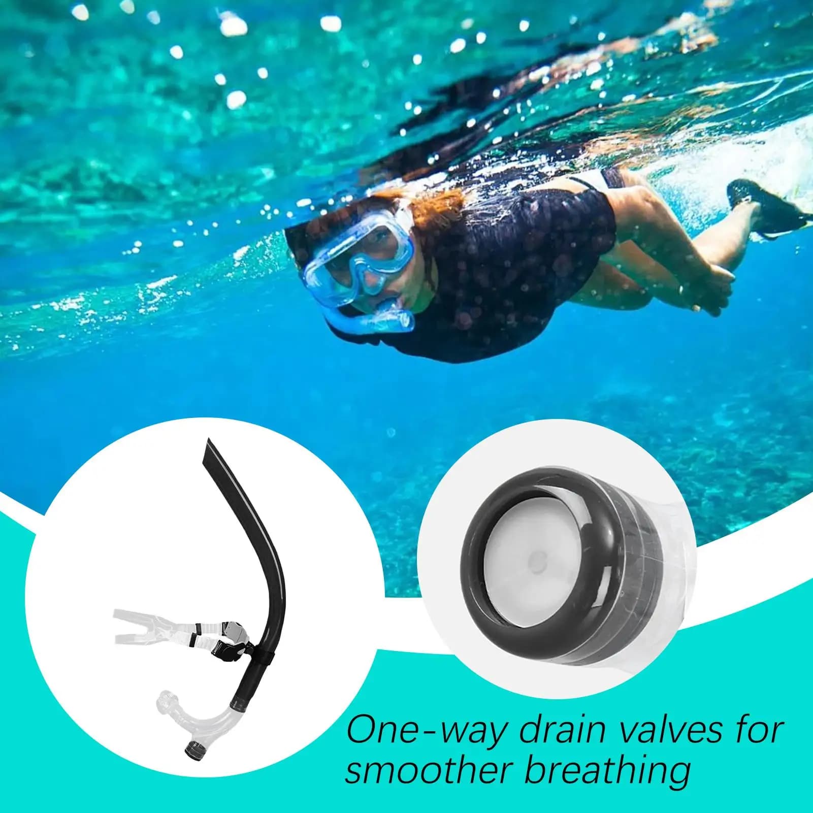Snorkel for Adults Front Snorkel for Round Swimming Head Training Silicone Bushing Tubes Supplies for Dive Swimming
