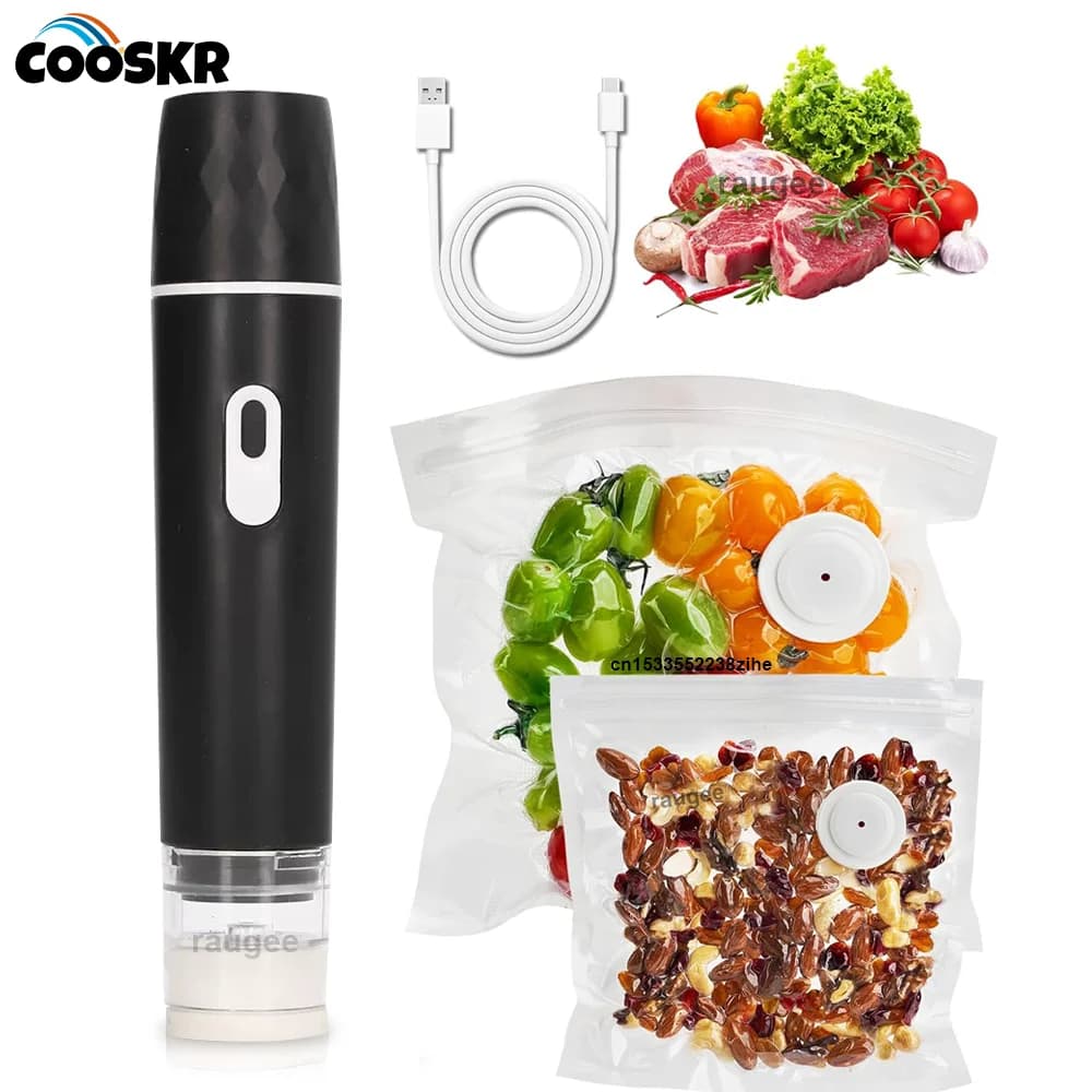 Pompa ad aria elettrica ricaricabile, sigillatrice sottovuoto portatile automatica per alimenti, sacchetti per sottovuoto per la conservazione degli alimenti.