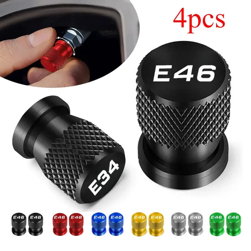 For BMW E34 E36 E39 E46 E60 E87 E90 F10, 4 auto tyre valve caps, pneumatic stem covers, dustproof and waterproof