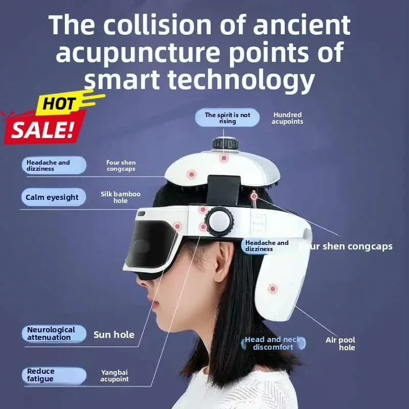 NUOVO dispositivo integrato per massaggiatore per testa e occhi Massaggiatore per collo del cuoio capelluto Casco Terapia per la testa Strumento per massaggio Attrezzatura per la salute e la bellezza