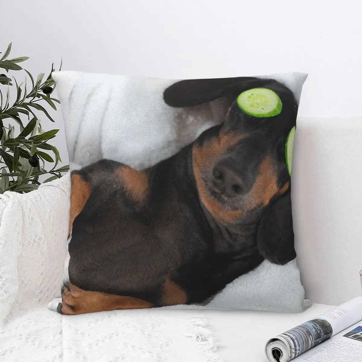 Dog Dachshund Pillow Case Gift for Animal Dogs Lover Cushion Cover Fashion Polyester Decor Pillowcover for Sofa 18"x18"