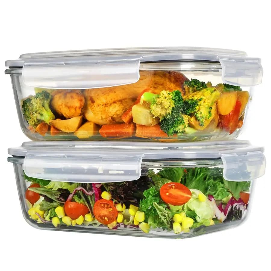Set di 2 Contenitori in Vetro da 2260ml (76.4oz) con Coperchi, Set di Contenitori per Alimenti con Chiusura Ermetica a Scatto per Cucinare e Conservare