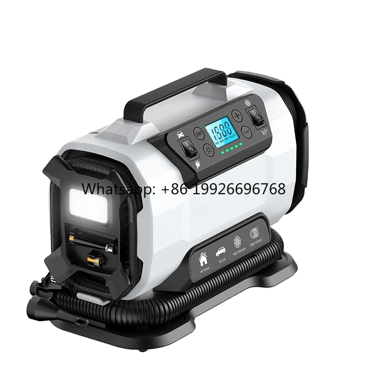Compressore d'aria portatile 8366SH - Gonfiatore per pneumatici auto 12V DC/110V AC per materassi ad aria, barche con funzione di gonfiaggio e sgonfiaggio