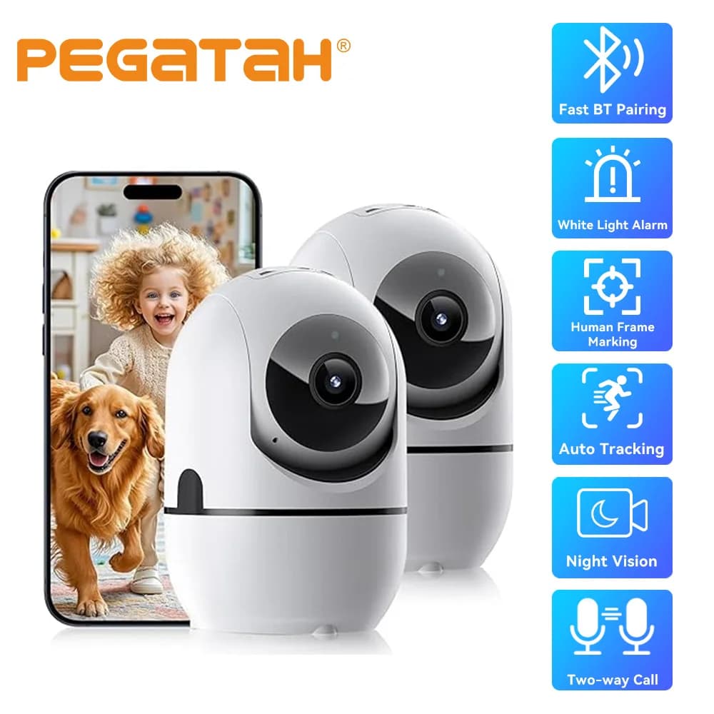 PEGATAH 2PCS 8MP WiFi Telecamera O-KAM Smart Home Indoor Wireless IP Telecamera di sorveglianza Umanoide Rilevamento Monitoraggio Sicurezza Baby Monitor