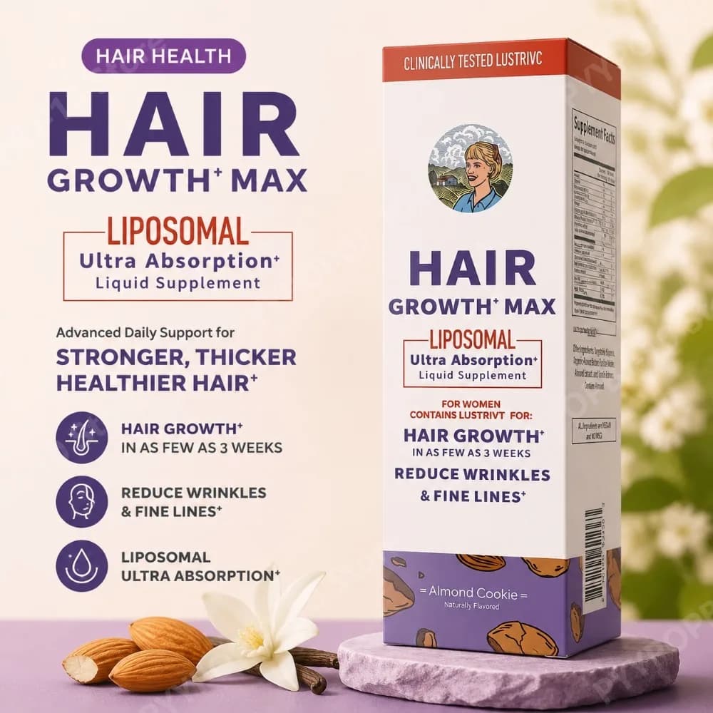 Liposomal Hair Growth Liquid, Saw Palmetto & Biotin for Thicker Hair in 3 Weeks, Reduce Wrinkles, Vegan Gluten Free, 30 Servings
