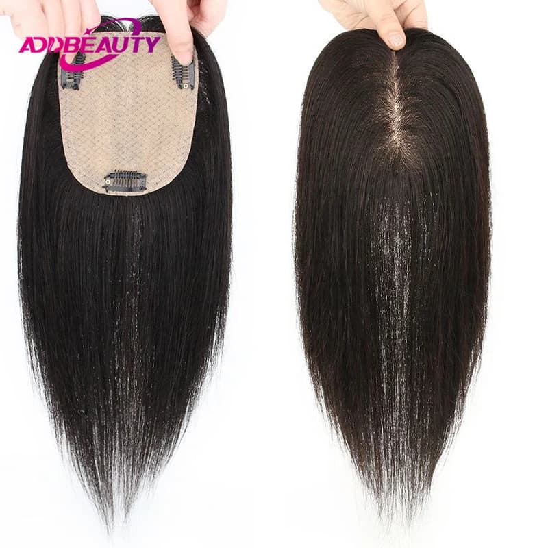 Women's Wig with Silk base New piece of smooth human hair Toppers for hair with silk base completely handmade Clips in hair extensions Natural wigs