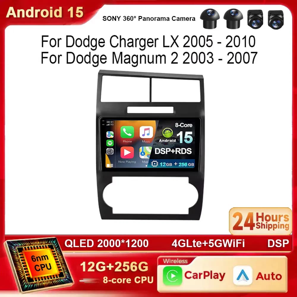 Android 15 Autoradio Per Dodge Charger LX 2005 - 2010 Per Dodge Magnum 2 2003 - 2007 Lettore Multimediale Stereo Wireless Carplay