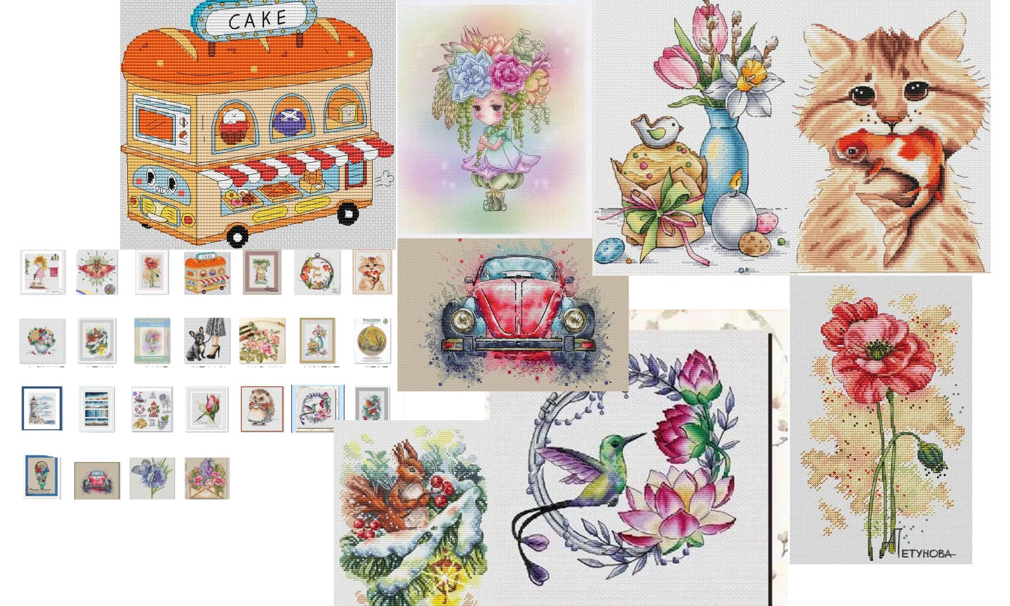 Cross Stitch Kits, Embroidery, Cotton Thread, DIY, Autumn, Fairy Lady, Aida Fabric, Red Rose Blue Bow Dreamcatcher