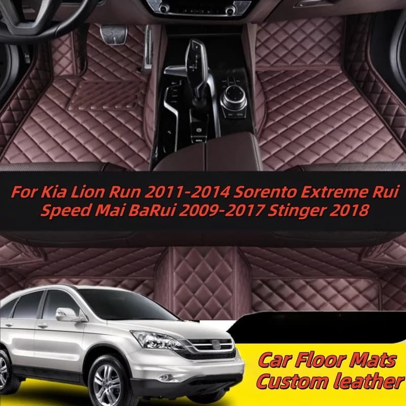 Car Floor Mats Custom Leather For Kia Lion Run 2011-2014 Sorento Extreme Rui Speed Mai BaRui 2009-2017 Stinger 2018 Accessories