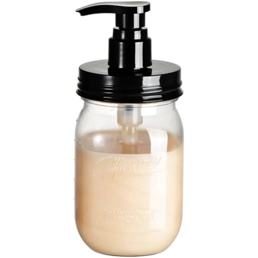Dispenser di Sapone in Plastica Stile Mason Jar con Coperchio a Pompa, Set Dispenser di Sapone Ricaricabile da 16OZ Senza BPA con Etichette Carine