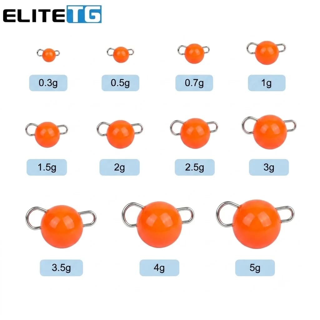 Elite TG 10pcs 0.3-3g Colorflu Tungsten Cheburashka Weights More Sensitive Fishing Sinker