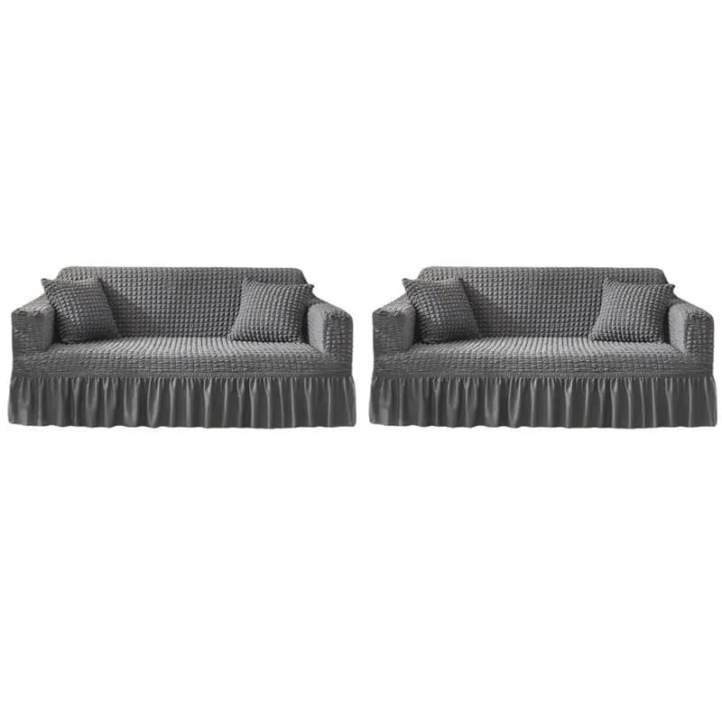2X Sofa Cover Sofa Seersucker Textured Sofa Protector With Pleated Skirt For L-Shape U-Shape & Sectional Sofa,1 Seater