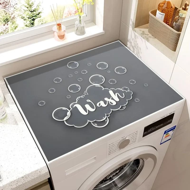 Wabi-Sabi Style Drum Washing Machine Cover Pad - Absorbent, Anti-Slip, Household Dirt-Resistant and Dust-Proof Cover