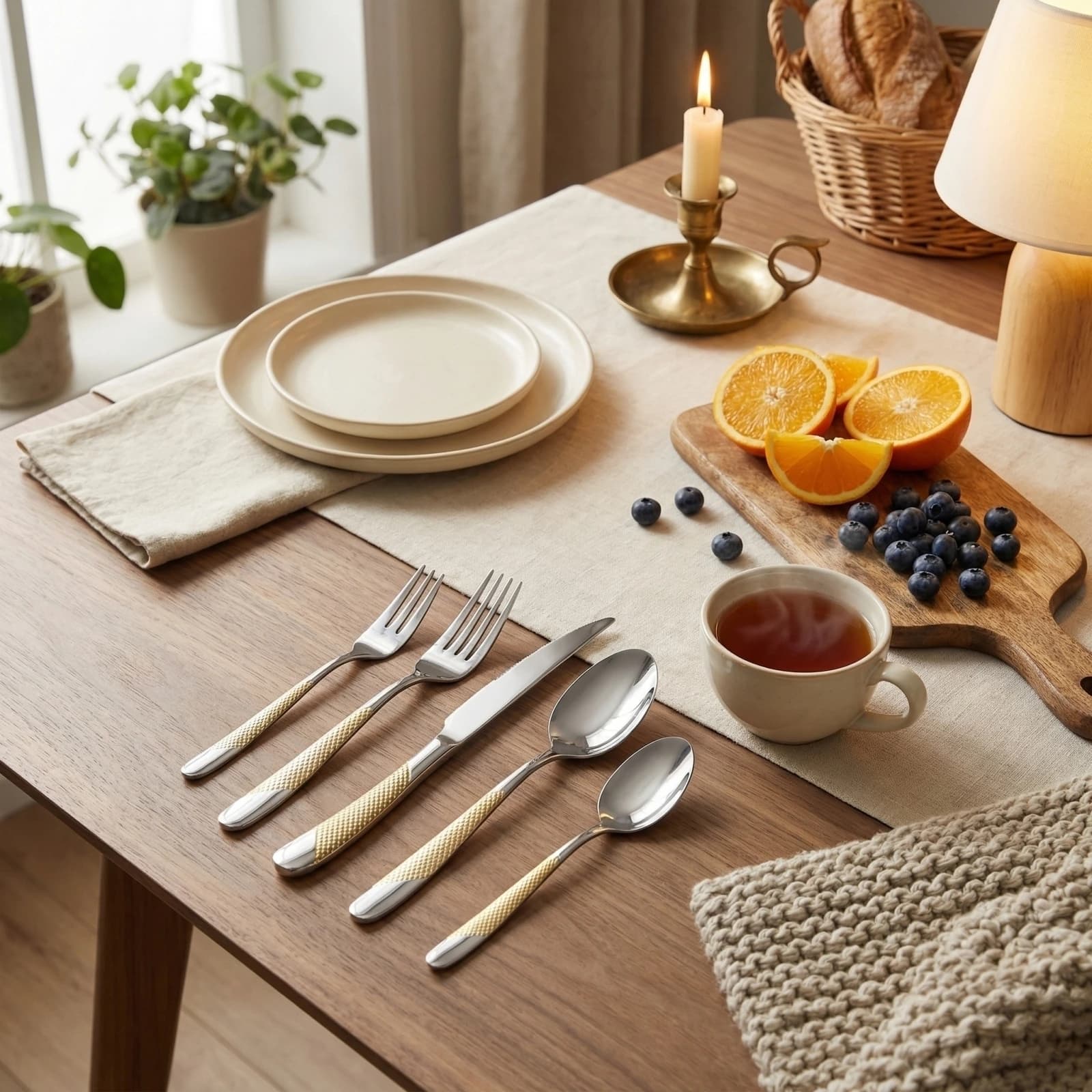 Set di 5 Pezzi Creativi di Coltelli, Forchette e Cucchiai, Nuovo Set di Posate in Acciaio Inossidabile per Cucina e Tavola